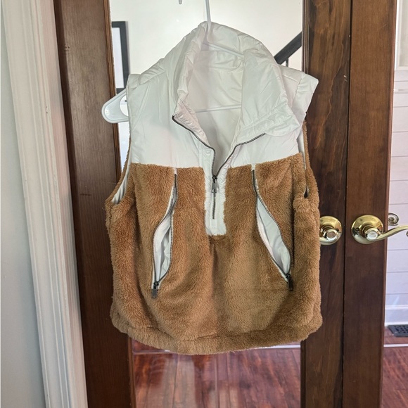 Jackets & Blazers - Two-Tone Fleece and Puffer Vest